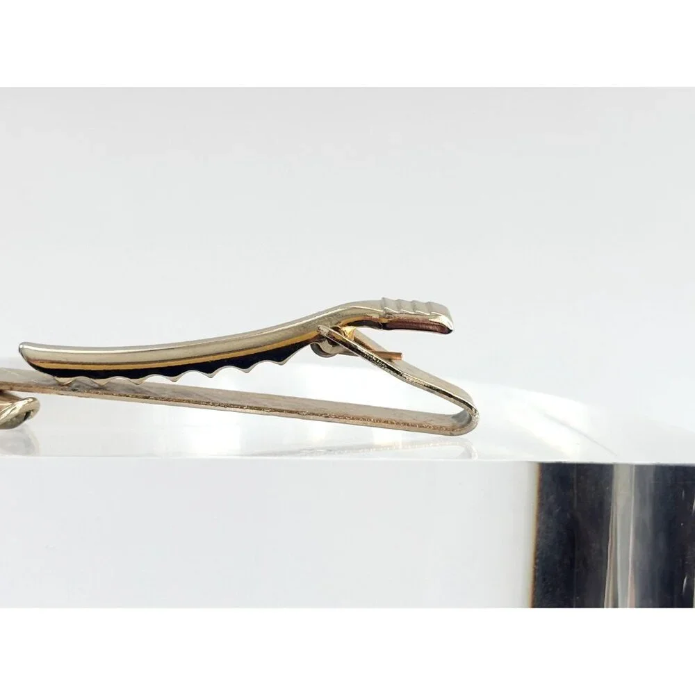 Faux Amber Textured Gold Toned Vintage Men's Tie Bar | Tie Clip